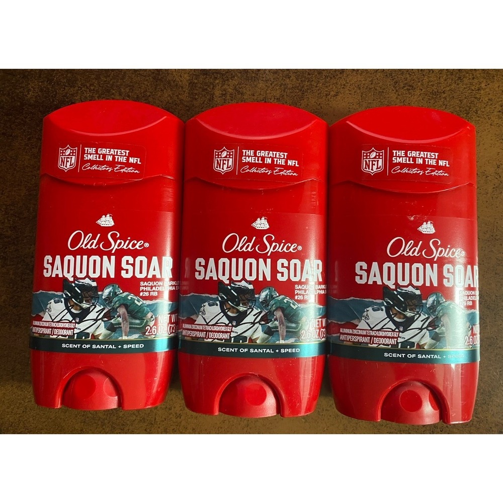 3PK Old Spice NFL Saquon Soar Deodorant Saquon Barkley Eagles Santal NEW